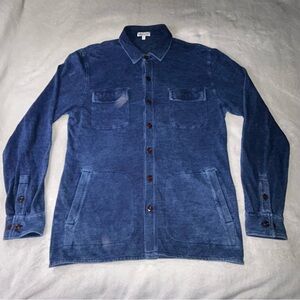 Peter Millar Jacket Mens M Blue Shaket Seaside Indigo Dyed Button Up Shirt
